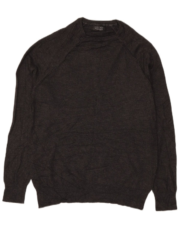 Zara Pull Col Ras Du Cou Homme Gris Moyen
