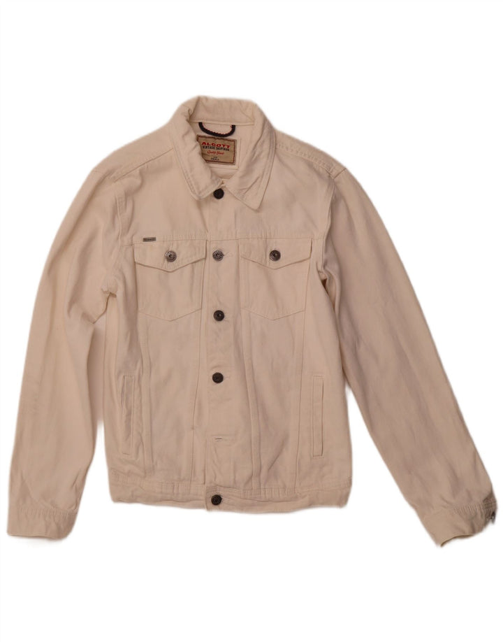 ALCOTT Veste en jean graphique pour femme UK 1O Petit coton blanc