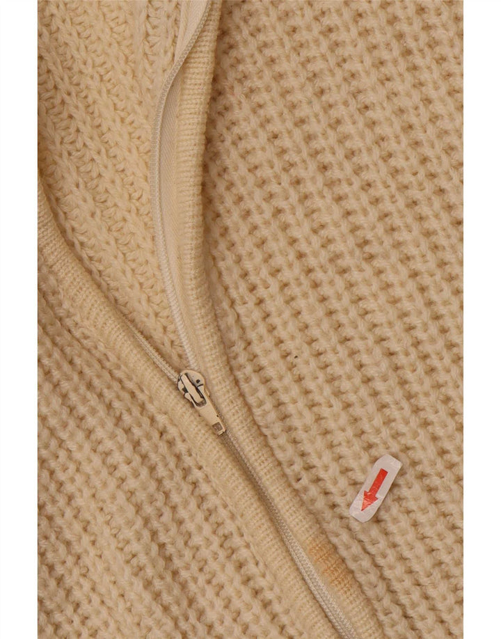 vintage Mens Cardigan Pull UK 38 Beige Moyen