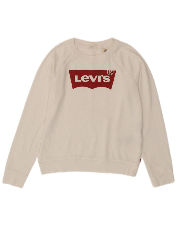 Levi's Sweat-shirt surdimensionné graphique pour femme UK 10 Petit coton blanc