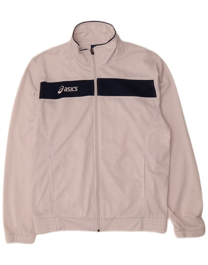 Asics Veste de Survêtement Homme Blanc Moyen Polyester Colorblock