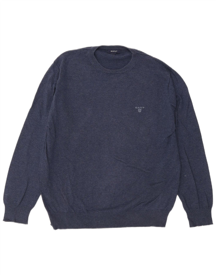 Gant Pull à col rond pour homme en coton bleu marine Taille L