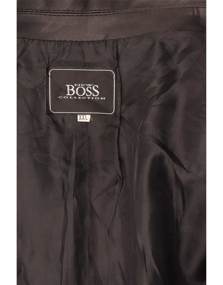 Hugo Boss Veste blazer en cuir à 4 boutons pour homme UK 44 2XL Noir