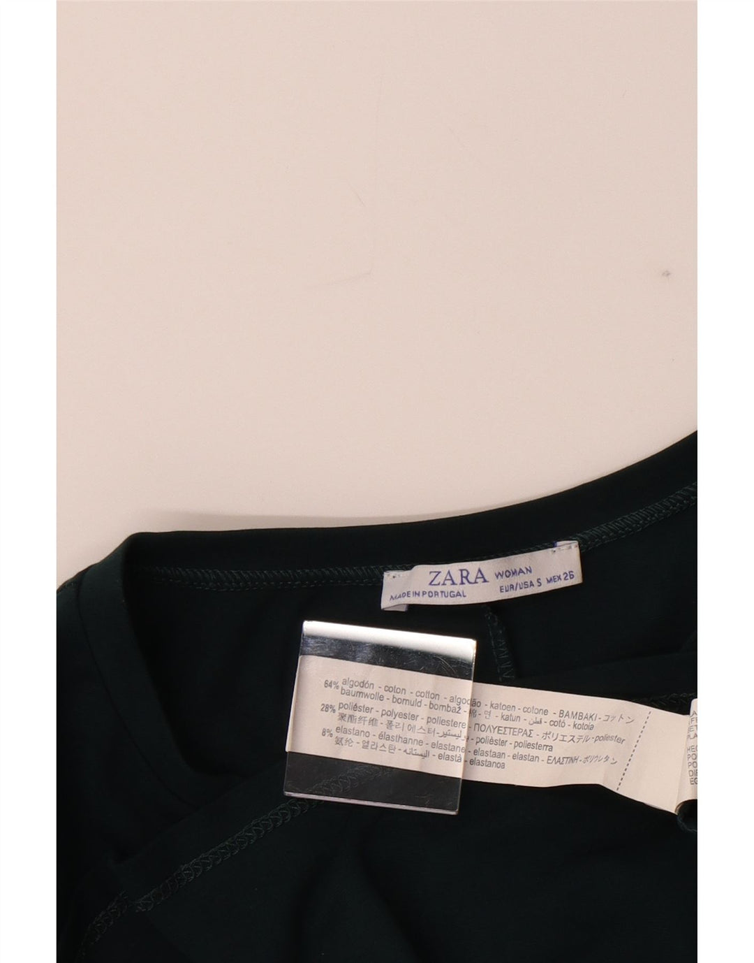 ZARA Womens Basic Dress UK 10 Small Green Cotton Vintage Zara and Second-Hand Zara from Messina Hembry 