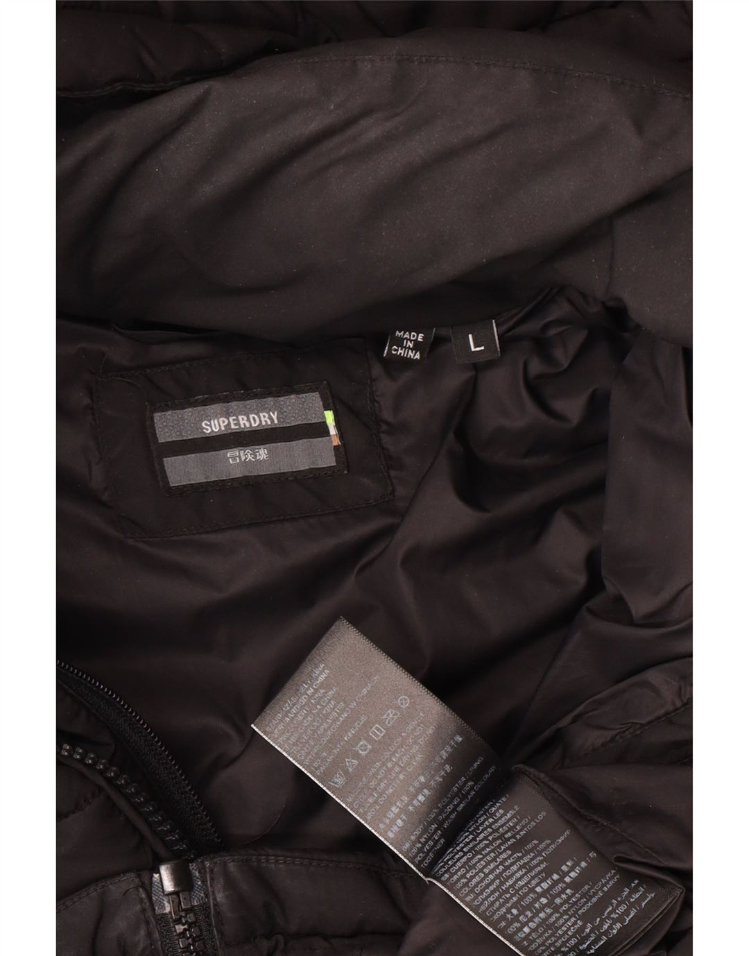 Superdry Veste matelassée à capuche pour hommes Large Noir Polyester