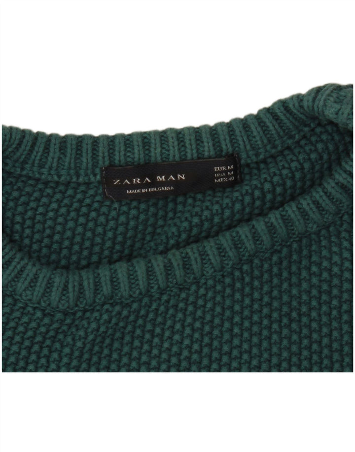 Zara Pull Col Ras Du Cou Homme Vert Moyen