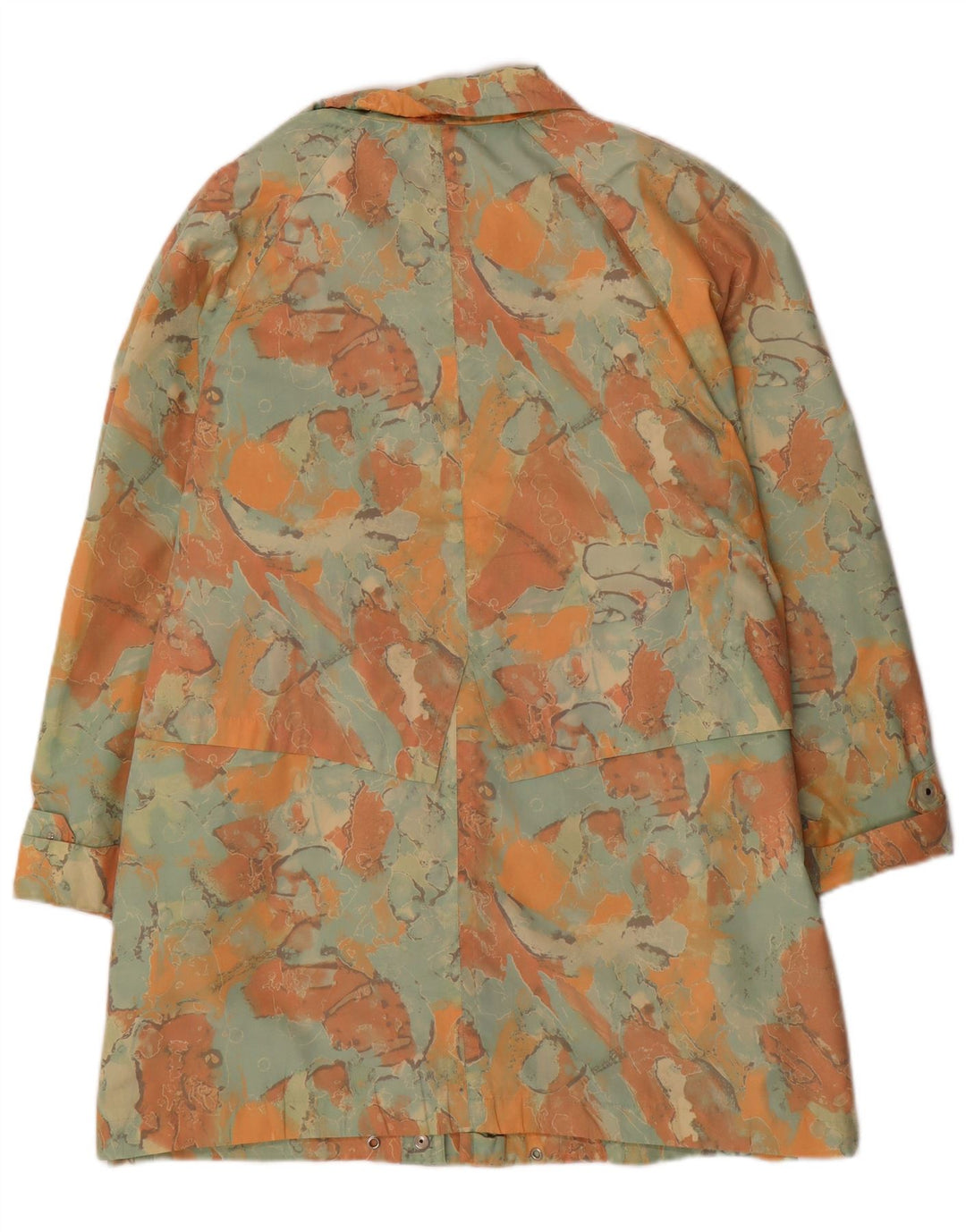 vintage Femmes Motif Abstrait Surdimensionné Pardessus UK 18 XL Vert Polyester