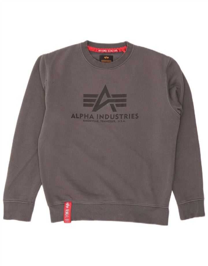 Alpha Industries Sweat-shirt graphique pour homme Petit gris Coton