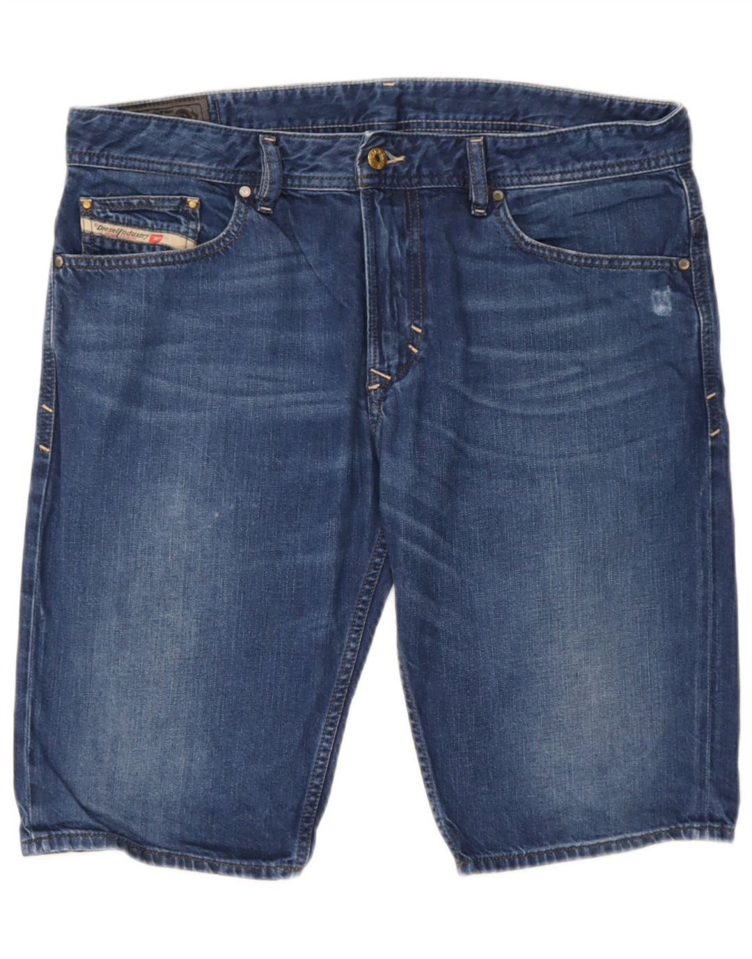 Diesel Short en jean vieilli W34 pour femme en coton bleu moyen