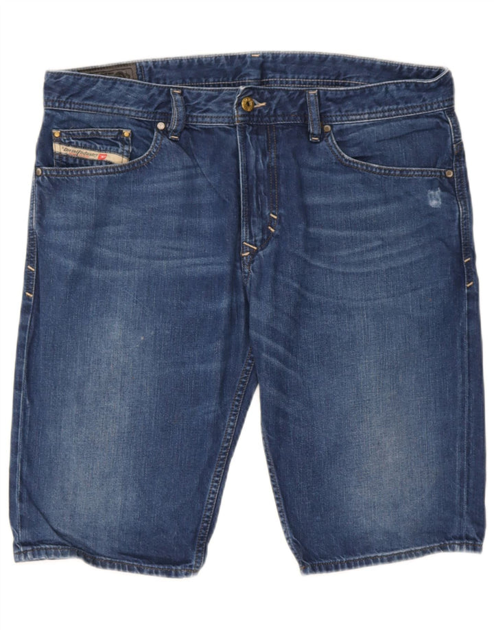 Diesel Short en jean vieilli W34 pour femme en coton bleu moyen