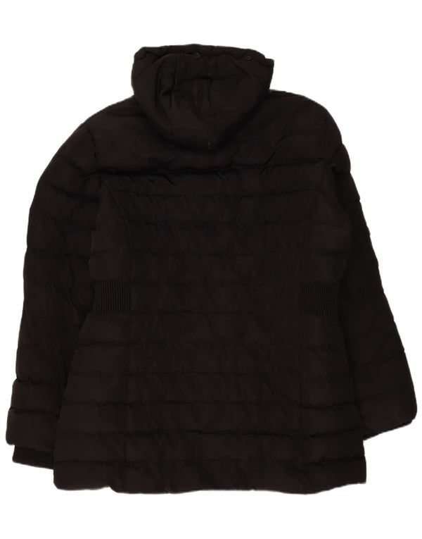 Kangol Manteau rembourré à capuche pour femme UK 16 Large Noir Polyester