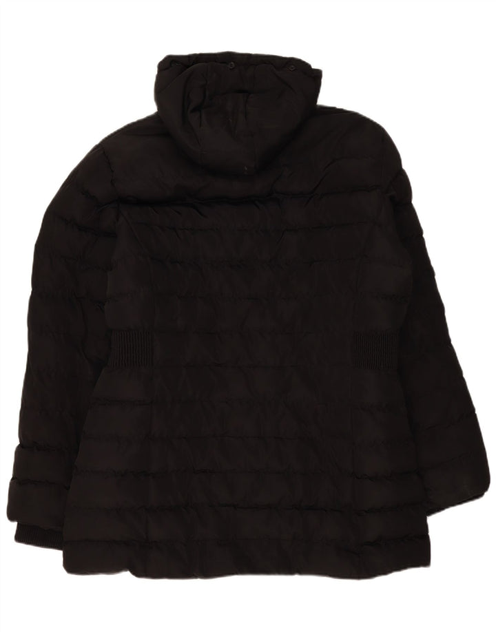 Kangol Manteau rembourré à capuche pour femme UK 16 Large Noir Polyester