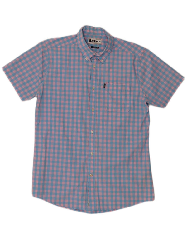 Barbour Chemise à manches courtes pour homme en coton vichy bleu moyen