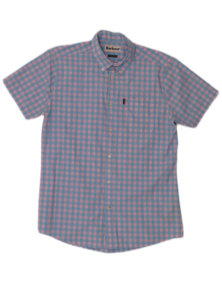 Barbour Chemise à manches courtes pour homme en coton vichy bleu moyen