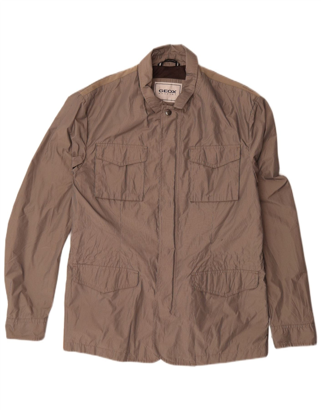 Geox Veste utilitaire Respira pour homme UK 40 Large Marron Polyester à fines rayures