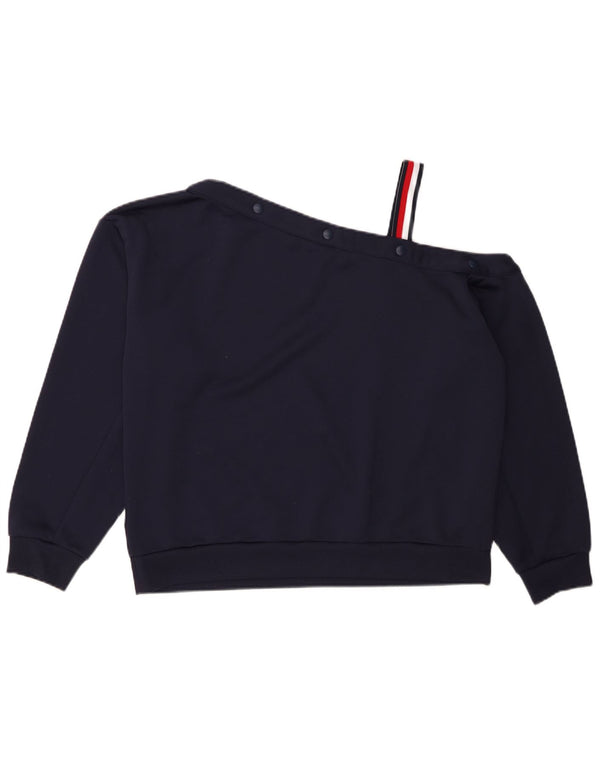 TOMMY HILFIGER Sweat-shirt court pour femme UK 16 Large Bleu marine