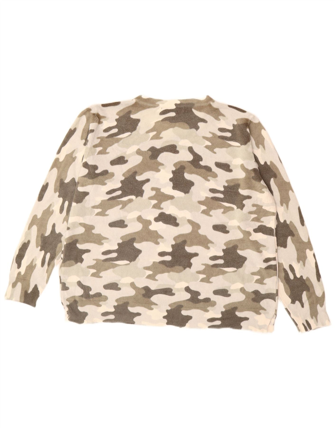 MARKS & SPENCER Pull col bateau pour femme UK 20 2XL Beige Camouflage