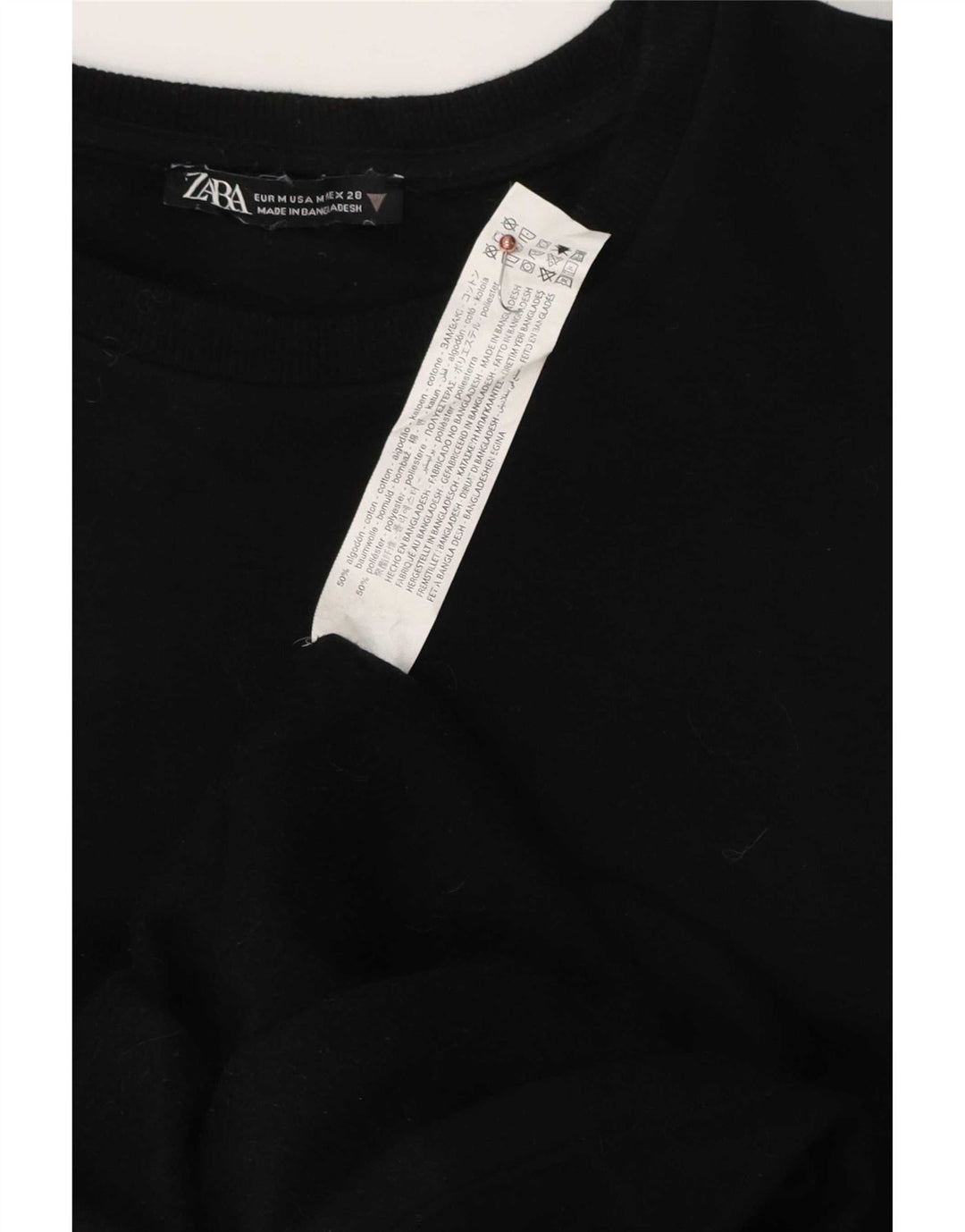Zara Robe droite à manches longues pour femme UK 44 en coton noir moyen