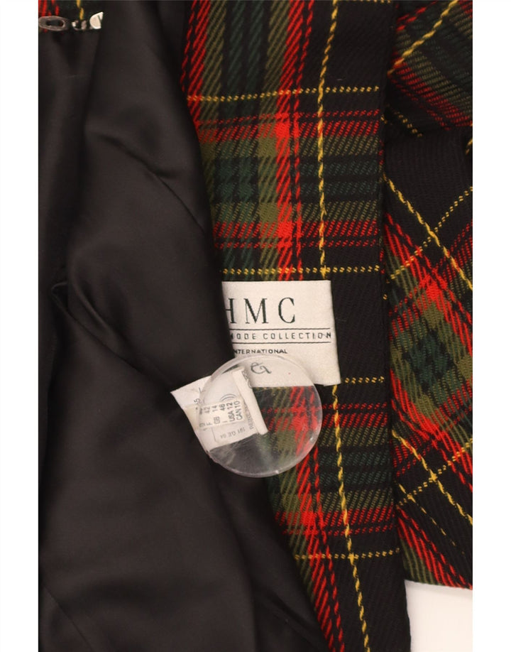 HMC Womens 4 Button Blazer Jacket UK 14 Large Multicoloured Plaid New Wool
