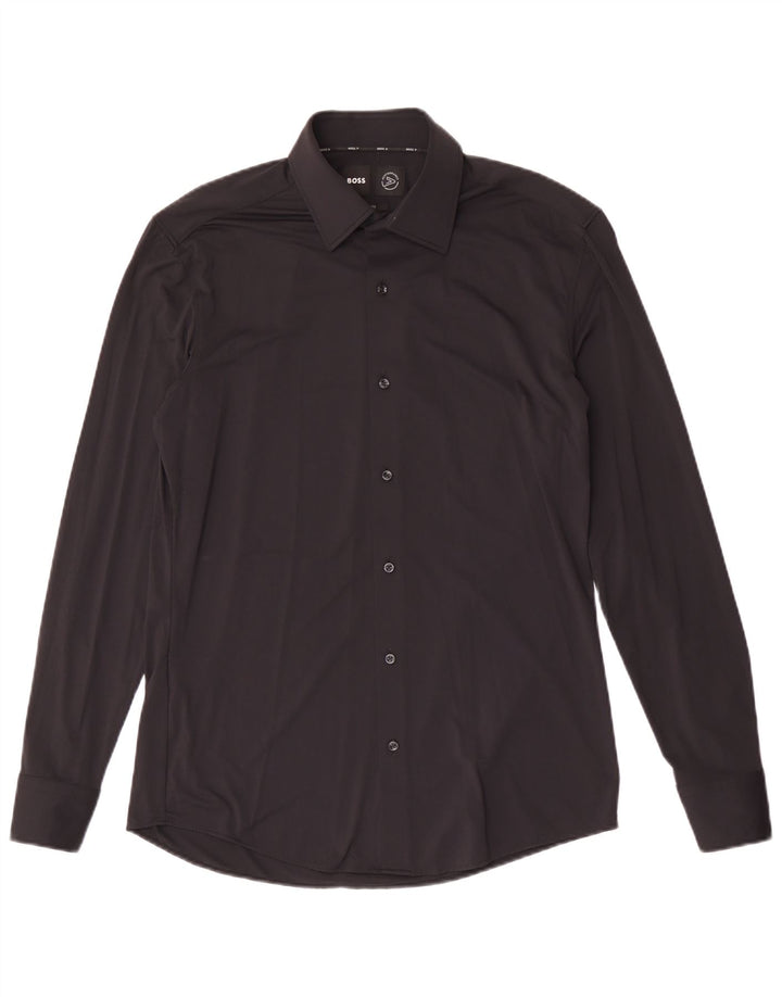Hugo Boss Chemise slim fit pour homme taille 40 noir moyen polyamide