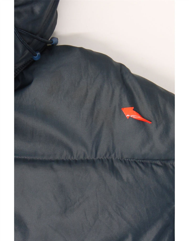 VINTAGE Veste matelassée à capuche pour hommes UK 38 Bleu Marine Moyen