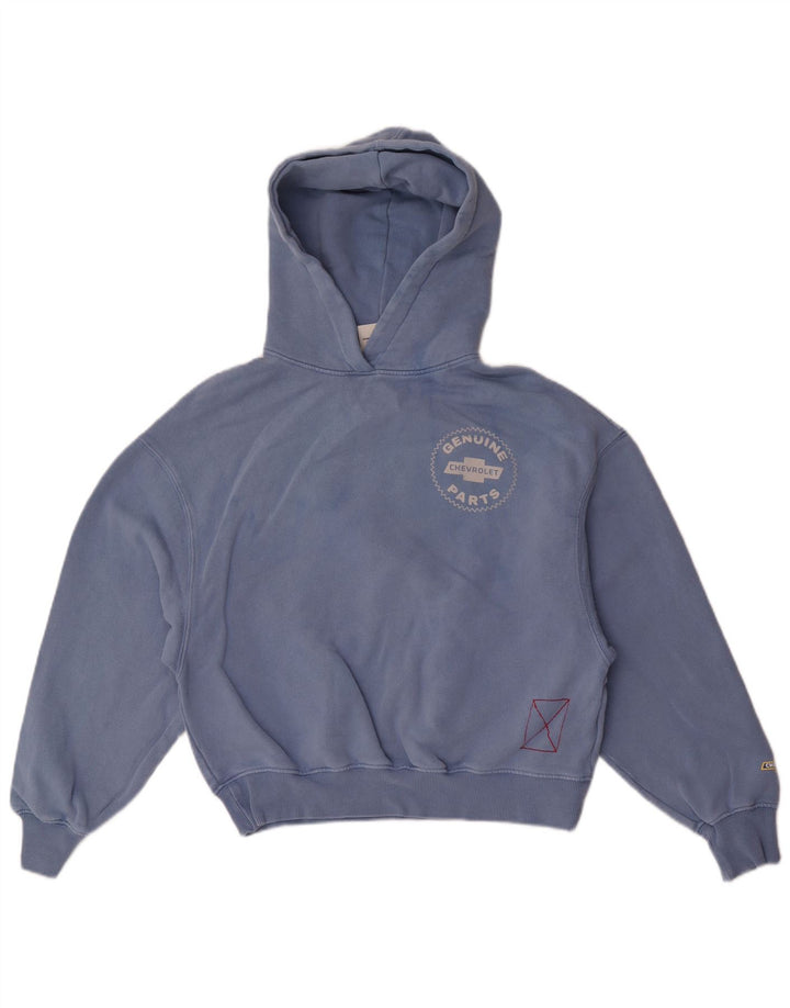 Pull & Bear Pull à capuche surdimensionné graphique pour femme UK 6 XS Bleu Coton