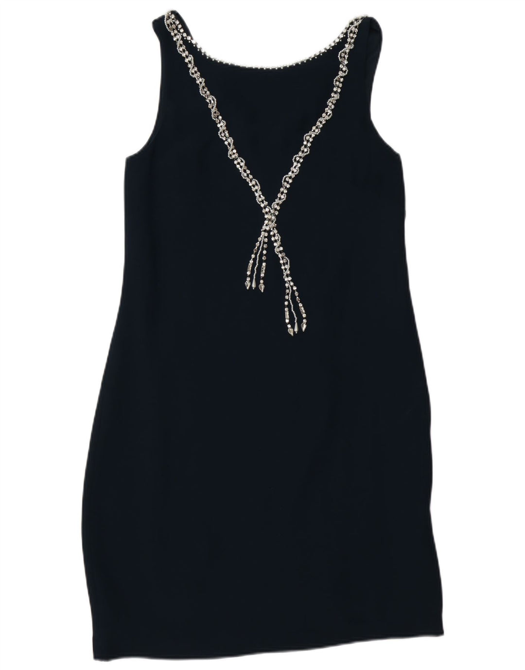 MONSOON Robe fourreau sans manches pour femme UK 10 Petite Viscose Bleu Marine