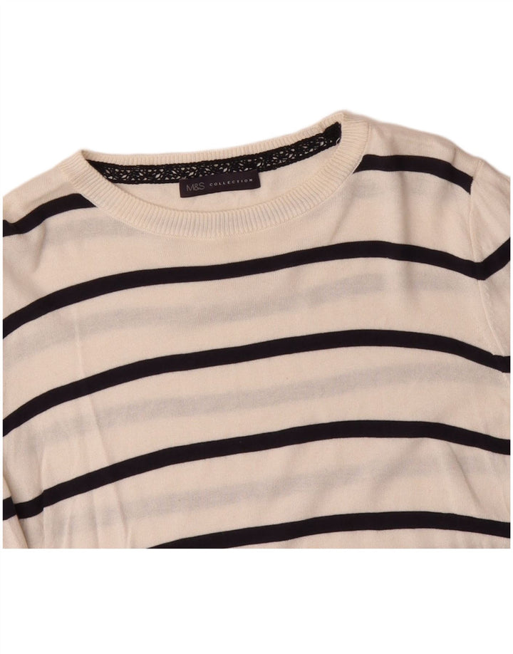 MARKS & SPENCER Pull col bateau pour femme UK 12 Blanc moyen