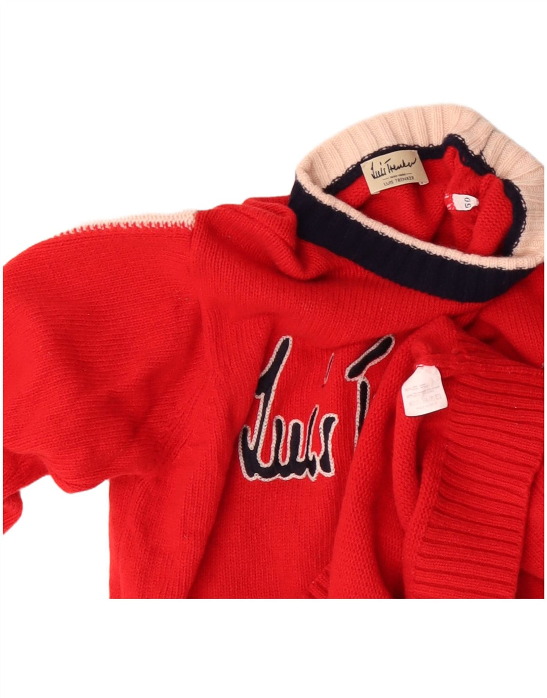 Luis Trenker Pull graphique à col bateau pour femme IT 50 XL Laine rouge