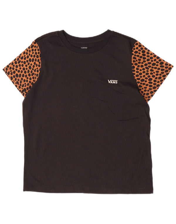 Vans T-Shirt Femme Top UK 14 Grand Noir Imprimé Animal Coton