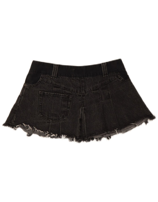 Topshop Mini jupe en jean taille basse pour femme UK 8 Small W28 Noir Coton