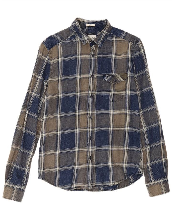 Wrangler Chemise fine en flanelle à carreaux indigo pour homme Petit carreaux bleu marine