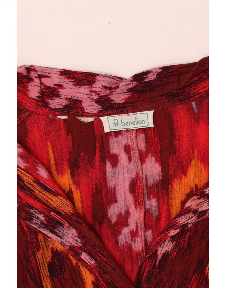 Benetton Chemisier Femme UK 12 Medium Rouge Ikat