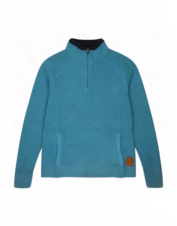 Weird Fish Sweat-shirt à col zippé pour femme UK 10 Petit Bleu Coton