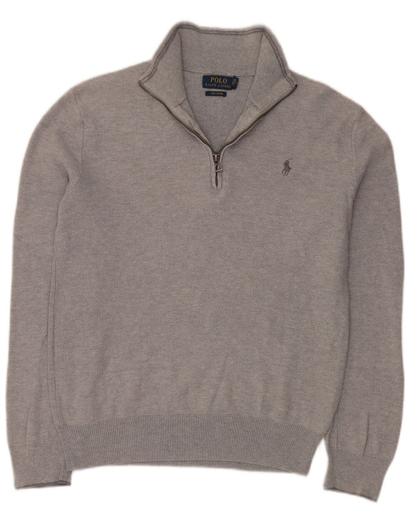 Polo Ralph Lauren Pull surdimensionné à col zippé pour femme UK 10 Petit Gris