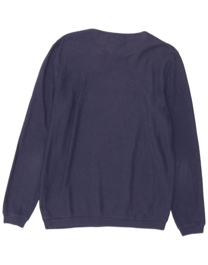 ZARA Pull Col Bateau Homme Bleu Marine Moyen Polyester