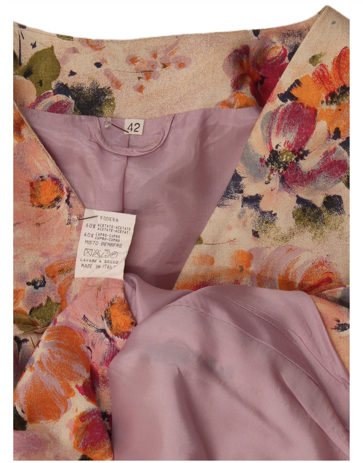 Veste blazer à manches courtes femme vintage IT 42 Medium Beige Floral