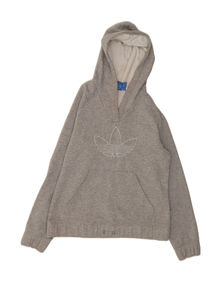 ADIDAS Womens Graphic Hoodie Jumper UK 16 Large Grey Polyester Vintage Adidas and Second-Hand Adidas from Messina Hembry 