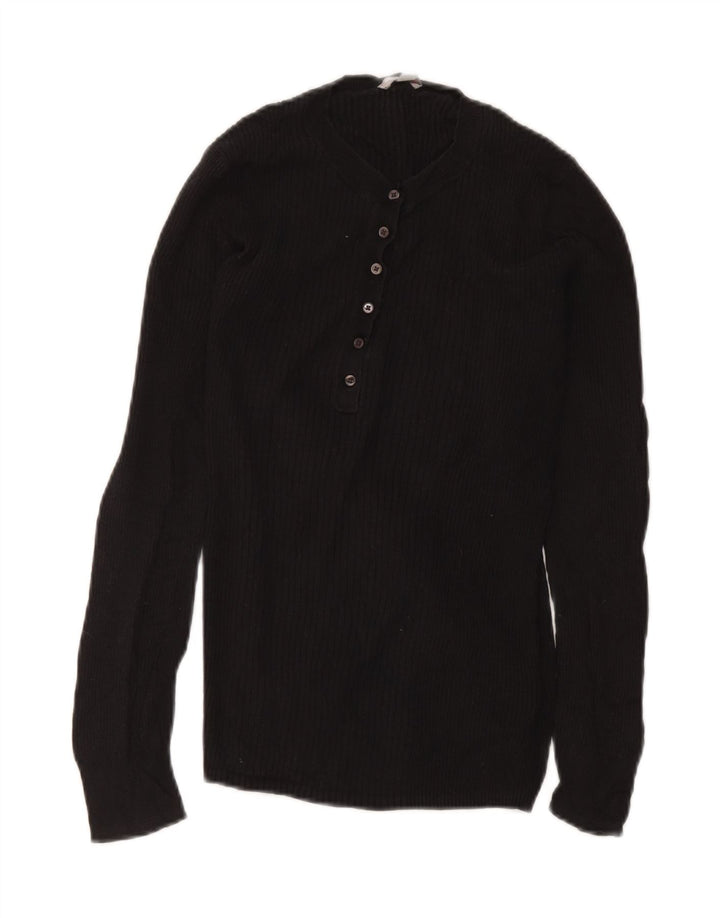 Gap Haut en tricot coupe régulière à manches longues pour femme UK 12 Viscose noir moyen