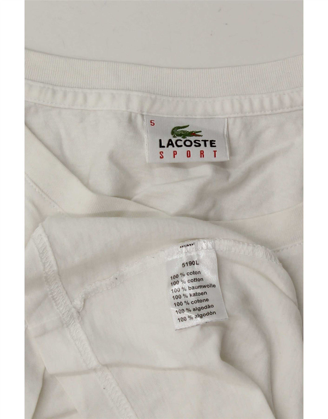 Lacoste T-Shirt Homme Top Taille 5 Grand Coton Blanc