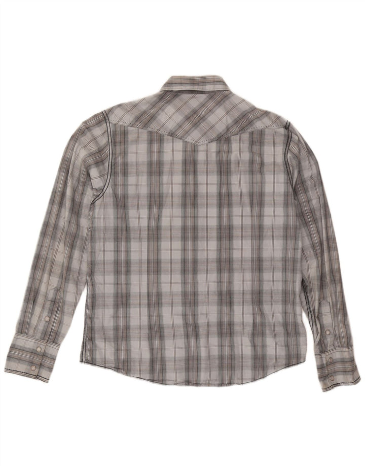 BKE Chemise Slim Fit Homme Gris Moyen à Carreaux en Coton