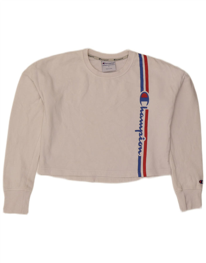 Champion Sweat-shirt court surdimensionné pour femme UK 10 Petit Blanc
