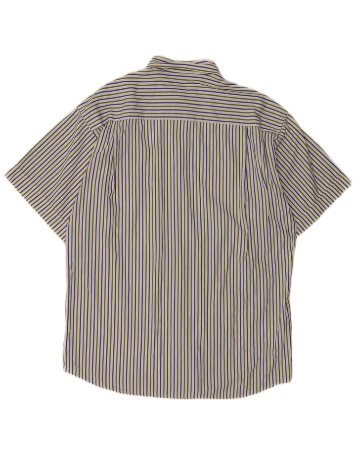 Faconnable Chemise à Manches Courtes Homme Blanc Cassé Coton Rayé