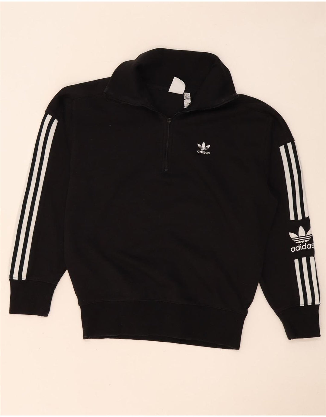 Adidas Sweat-shirt surdimensionné à col zippé pour femme UK 8 Petit Noir