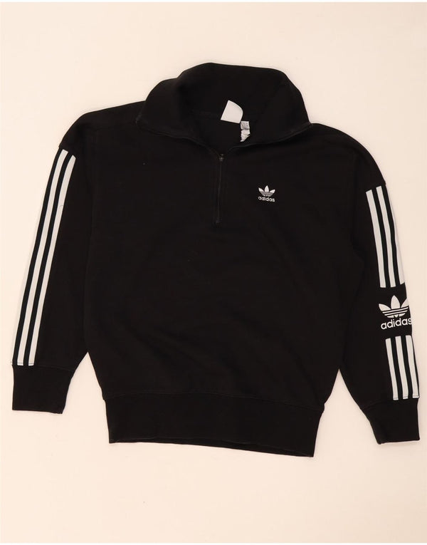 Adidas Sweat-shirt surdimensionné à col zippé pour femme UK 8 Petit Noir