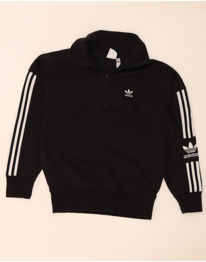 Adidas Sweat-shirt surdimensionné à col zippé pour femme UK 8 Petit Noir