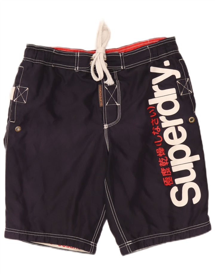 Superdry Short de Bain Graphique Homme Bleu Marine Moyen Polyester