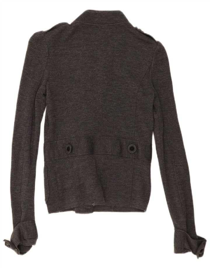Armani Femme Cardigan Double Boutonnage Pull IT 38 XS Gris Laine