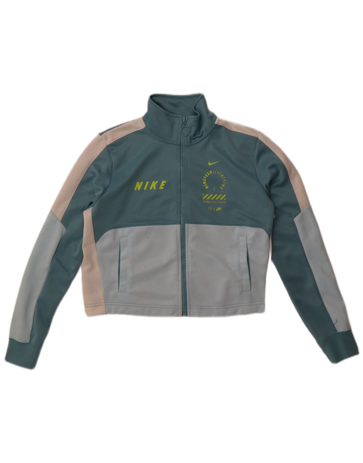 Nike Veste de survêtement graphique surdimensionnée pour femme UK 10 Petit Bleu