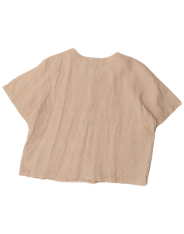 Orvis Chemisier surdimensionné à manches courtes pour femme UK 18 XL Lin beige